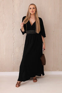 Muslin dress with embroidery at the waist ART88529 / – Black цвет / color | Lexline Fashion