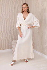 Muslin dress with embroidery at the waist ART88529 / – Light || Beige цвет / color | Lexline Fashion
