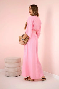 Muslin dress with embroidery at the waist ART88529 / – Light | Pink цвет / color | Lexline Fashion