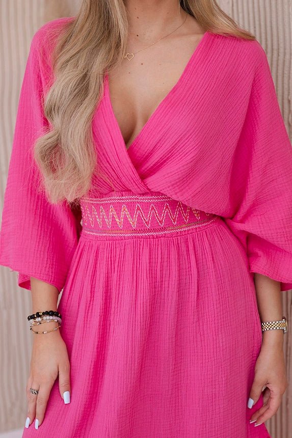 Muslin dress with embroidery at the waist ART88529 / – Pink цвет / color | Lexline Fashion