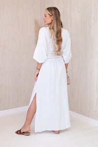 Muslin dress with embroidery at the waist ART88529 / – White цвет / color | Lexline Fashion