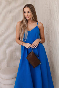 Muslin dress with straps ART88534 / – Blue cornflower цвет / color | Lexline Fashion
