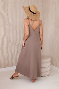 Muslin dress with straps ART88534 / – Fango цвет / color | Lexline Fashion