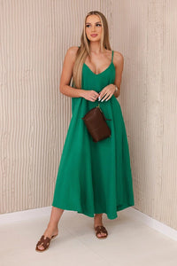 Muslin dress with straps ART88534 / – Green цвет / color | Lexline Fashion