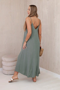 Muslin dress with straps ART88534 / – Khaki цвет / color | Lexline Fashion