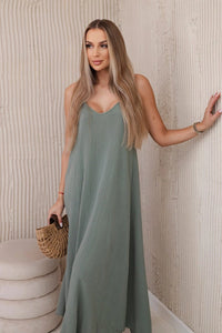 Muslin dress with straps ART88534 / – Khaki цвет / color | Lexline Fashion