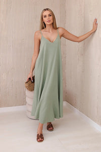 Muslin dress with straps ART88534 / – Khaki || Light цвет / color | Lexline Fashion