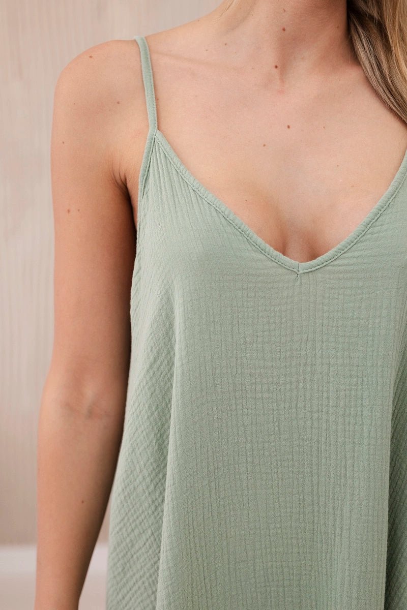 Muslin dress with straps ART88534 / – Khaki || Light цвет / color | Lexline Fashion
