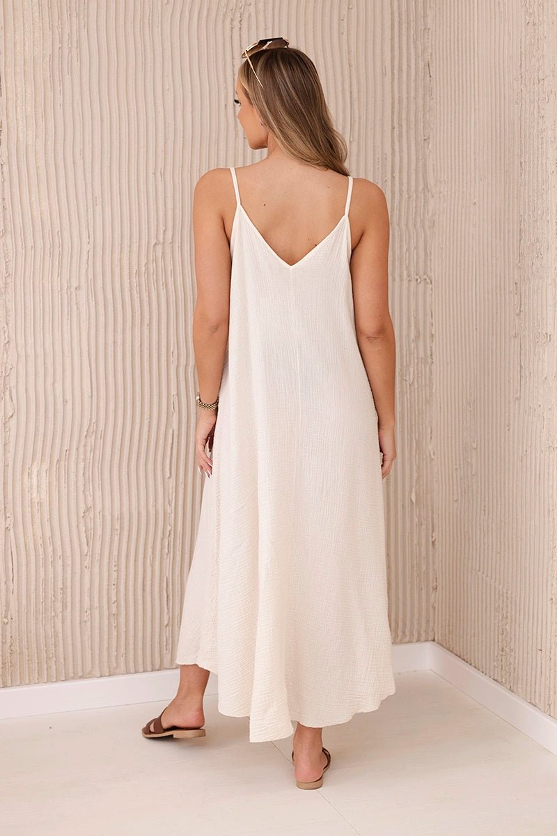 Muslin dress with straps ART88534 / – Light || Beige цвет / color | Lexline Fashion