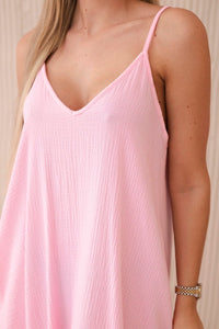 Muslin dress with straps ART88534 / – Pink || Light цвет / color | Lexline Fashion