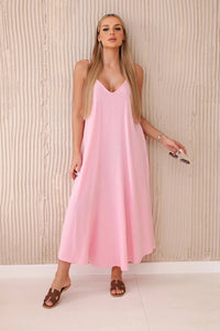 Muslin dress with straps ART88534 / – Pink || Light цвет / color | Lexline Fashion