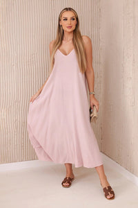 Muslin dress with straps ART88534 / – Powder || Dark цвет / color | Lexline Fashion