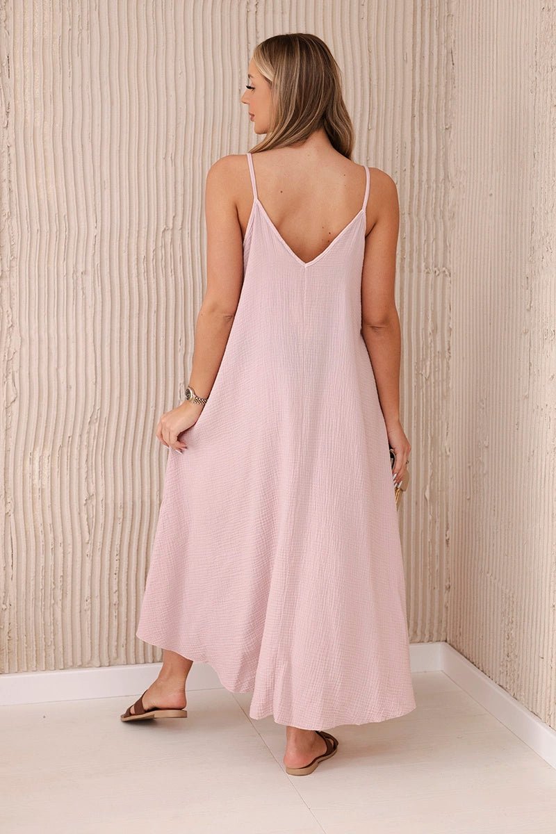 Muslin dress with straps ART88534 / – Powder || Dark цвет / color | Lexline Fashion