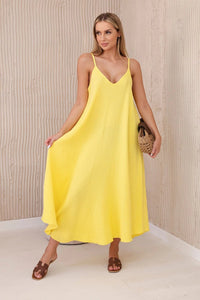 Muslin dress with straps ART88534 / – Yellow цвет / color | Lexline Fashion
