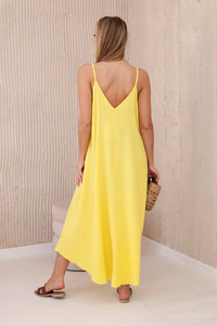 Muslin dress with straps ART88534 / – Yellow цвет / color | Lexline Fashion