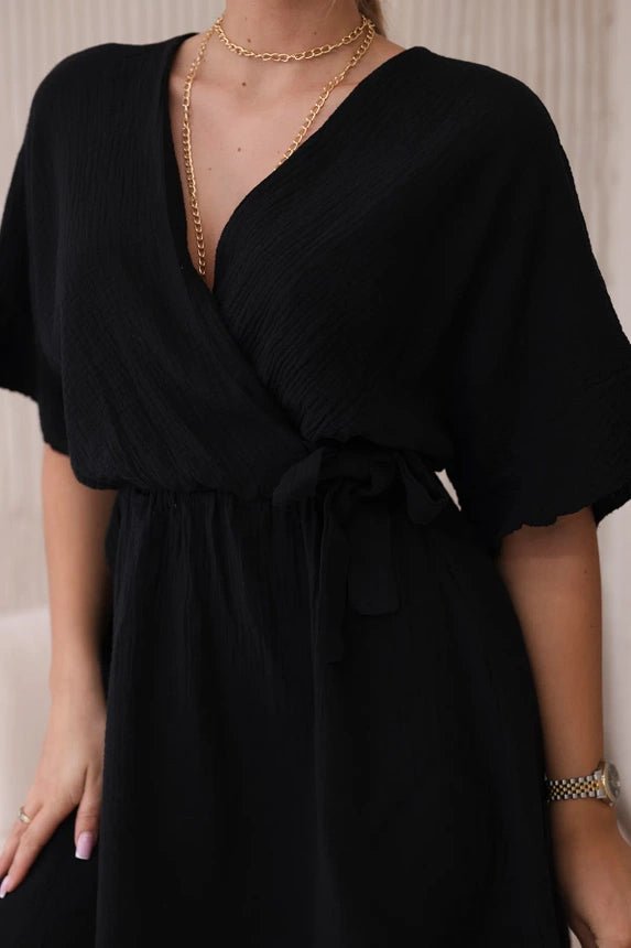 Muslin dress with waist ART88540 / – Black цвет / color | Lexline Fashion