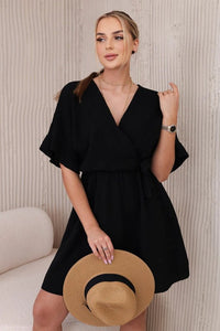 Muslin dress with waist ART88540 / – Black цвет / color | Lexline Fashion