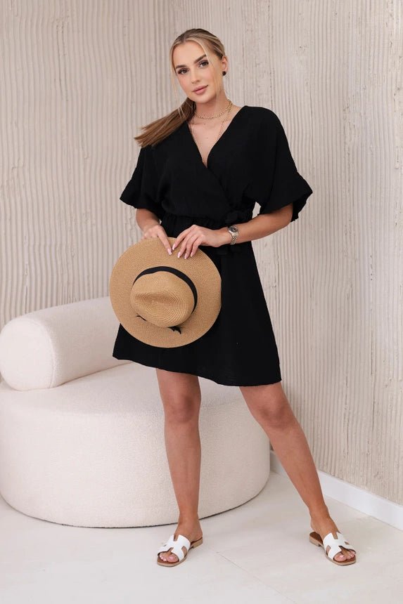 Muslin dress with waist ART88540 / – Black цвет / color | Lexline Fashion