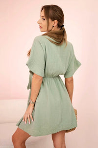 Muslin dress with waist ART88540 / – Light || Khaki цвет / color | Lexline Fashion