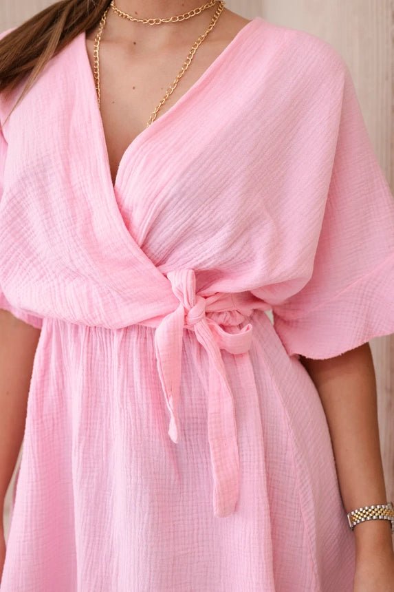 Muslin dress with waist ART88540 / – Light | Pink цвет / color | Lexline Fashion
