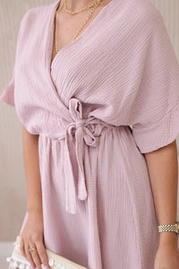 Muslin dress with waist ART88540 / – Pink || Dark цвет / color | Lexline Fashion