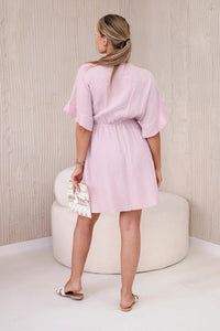 Muslin dress with waist ART88540 / – Pink || Dark цвет / color | Lexline Fashion