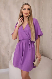 Muslin dress with waist ART88540 / – Purple цвет / color | Lexline Fashion