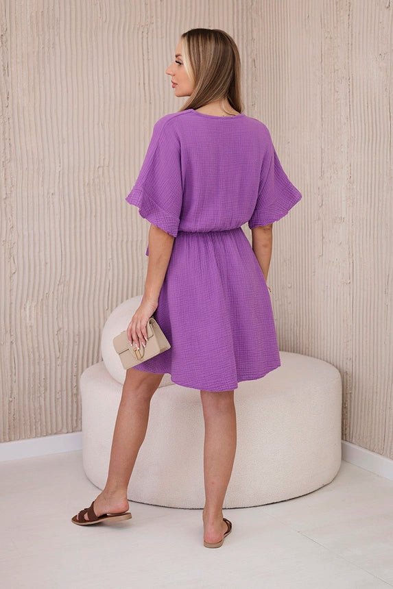 Muslin dress with waist ART88540 / – Purple цвет / color | Lexline Fashion