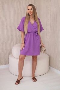 Muslin dress with waist ART88540 / – Purple цвет / color | Lexline Fashion