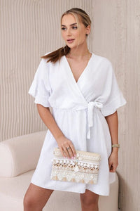 Muslin dress with waist ART88540 / – White цвет / color | Lexline Fashion