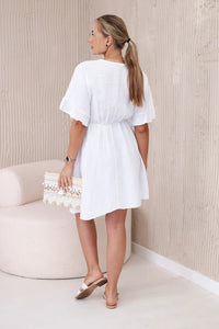Muslin dress with waist ART88540 / – White цвет / color | Lexline Fashion
