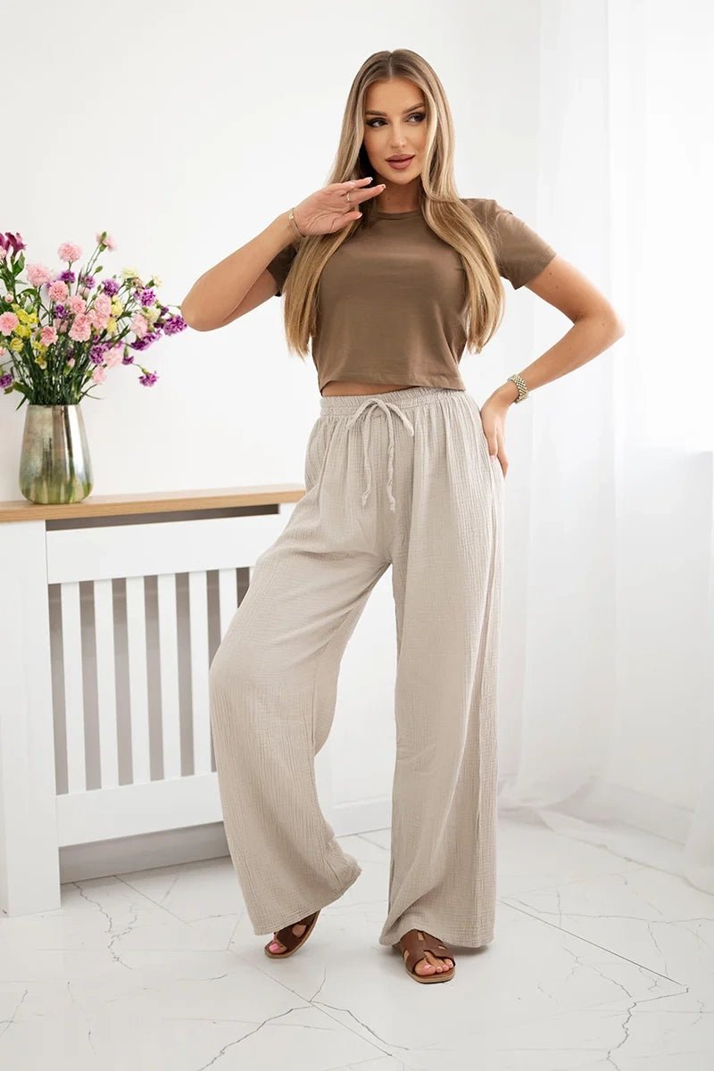 Muslin pants 3204 / – Beige цвет / color | Lexline Fashion