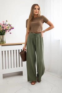 Muslin pants 3204 / – Khaki цвет / color | Lexline Fashion