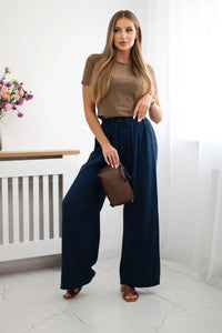 Muslin pants 3204 / – Navy blue цвет / color | Lexline Fashion