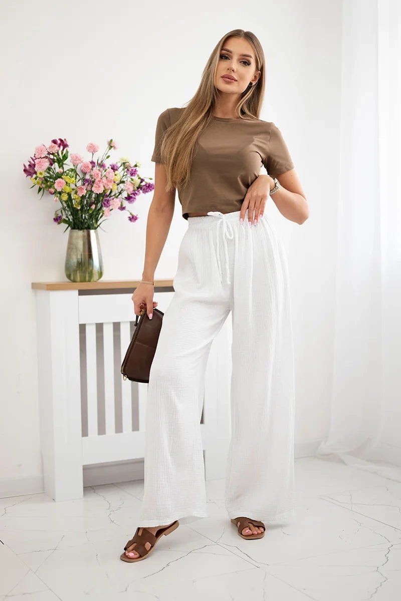 Muslin pants 3204 / – White цвет / color | Lexline Fashion