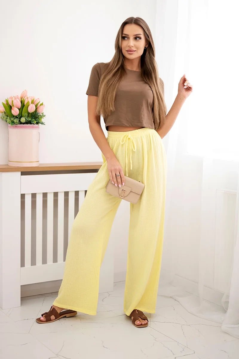 Muslin pants 3204 / – Yellow цвет / color | Lexline Fashion