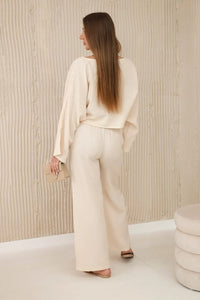 Muslin set blouse + pants 9804 / – Beige цвет / color | Lexline Fashion