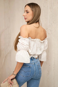 Off - the - shoulder blouse 5435 / – Beige цвет / color | Lexline Fashion