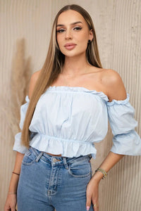 Off - the - shoulder blouse 5435 / – Blue цвет / color | Lexline Fashion
