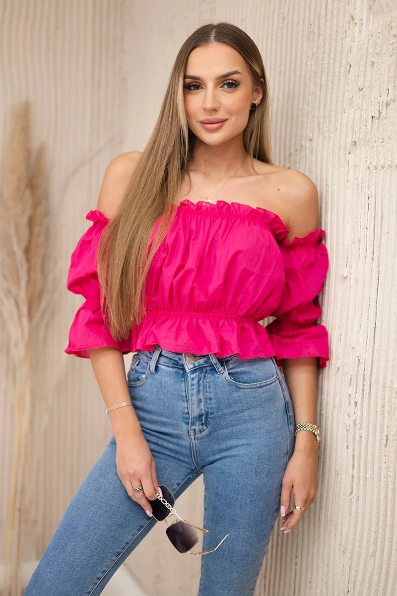 Off - the - shoulder blouse 5435 / – Fuchsia цвет / color | Lexline Fashion