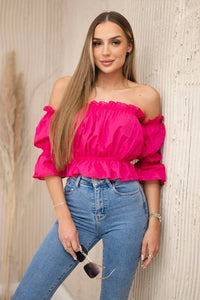 Off - the - shoulder blouse 5435 / – Fuchsia цвет / color | Lexline Fashion