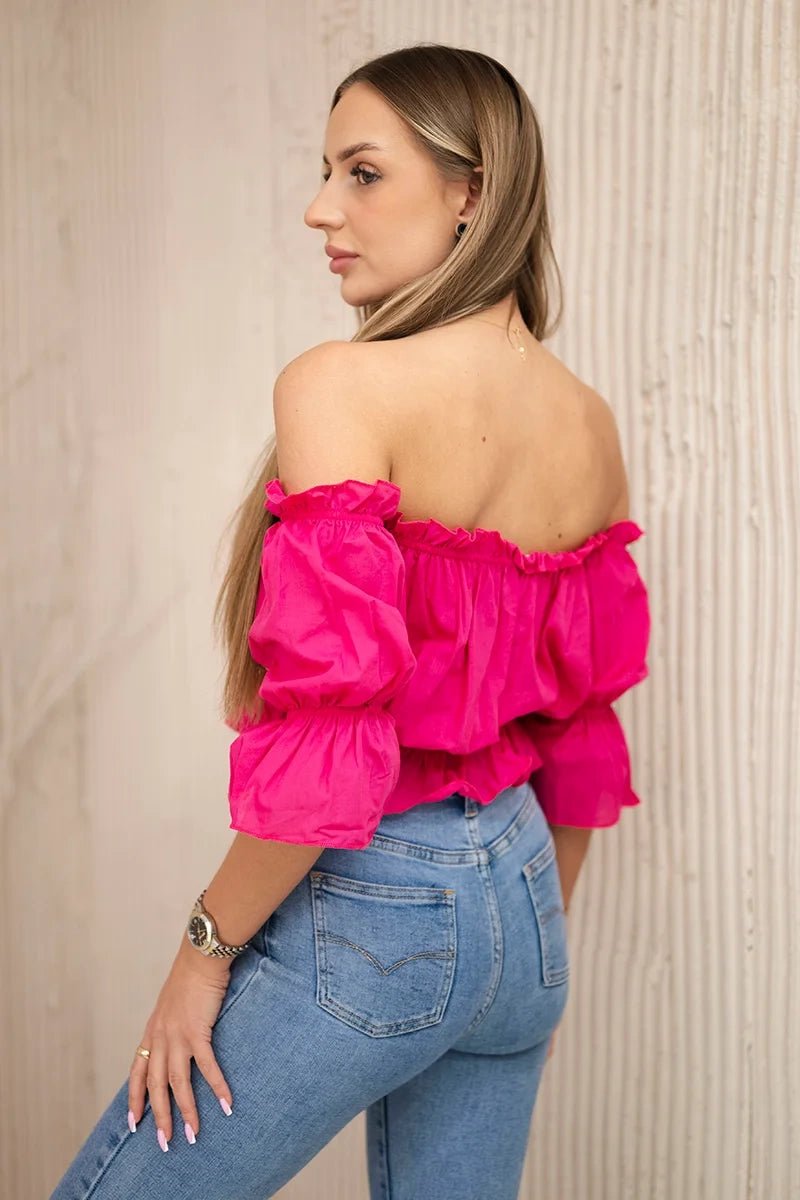 Off - the - shoulder blouse 5435 / – Fuchsia цвет / color | Lexline Fashion