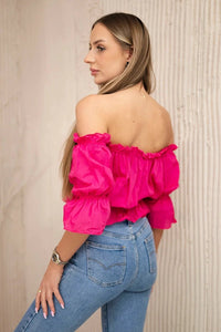 Off - the - shoulder blouse 5435 / – Fuchsia цвет / color | Lexline Fashion