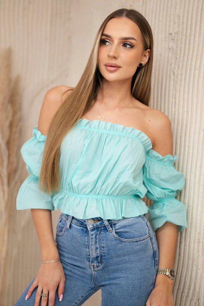 Off - the - shoulder blouse 5435 / – Mint цвет / color | Lexline Fashion