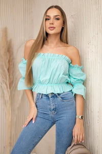 Off - the - shoulder blouse 5435 / – Mint цвет / color | Lexline Fashion