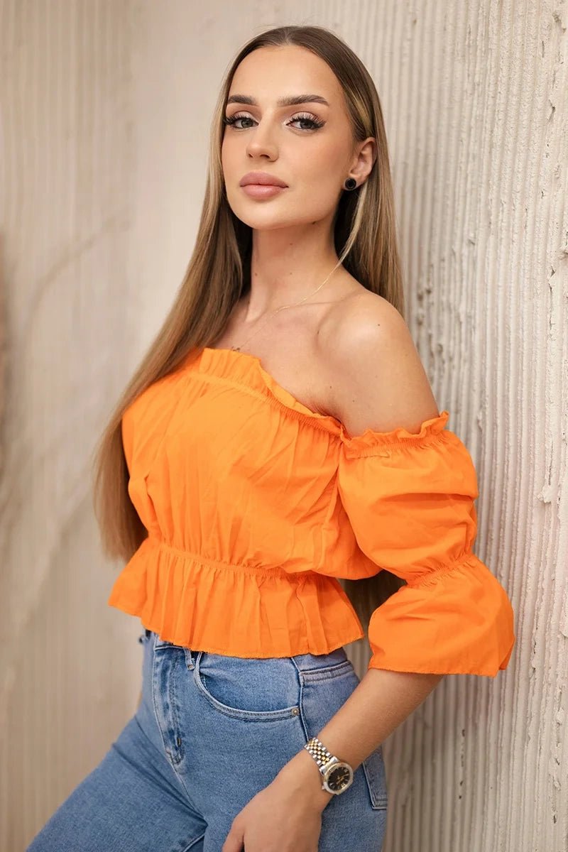 Off - the - shoulder blouse 5435 / – Orange цвет / color | Lexline Fashion