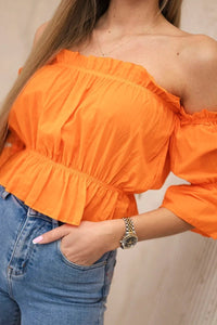 Off - the - shoulder blouse 5435 / – Orange цвет / color | Lexline Fashion