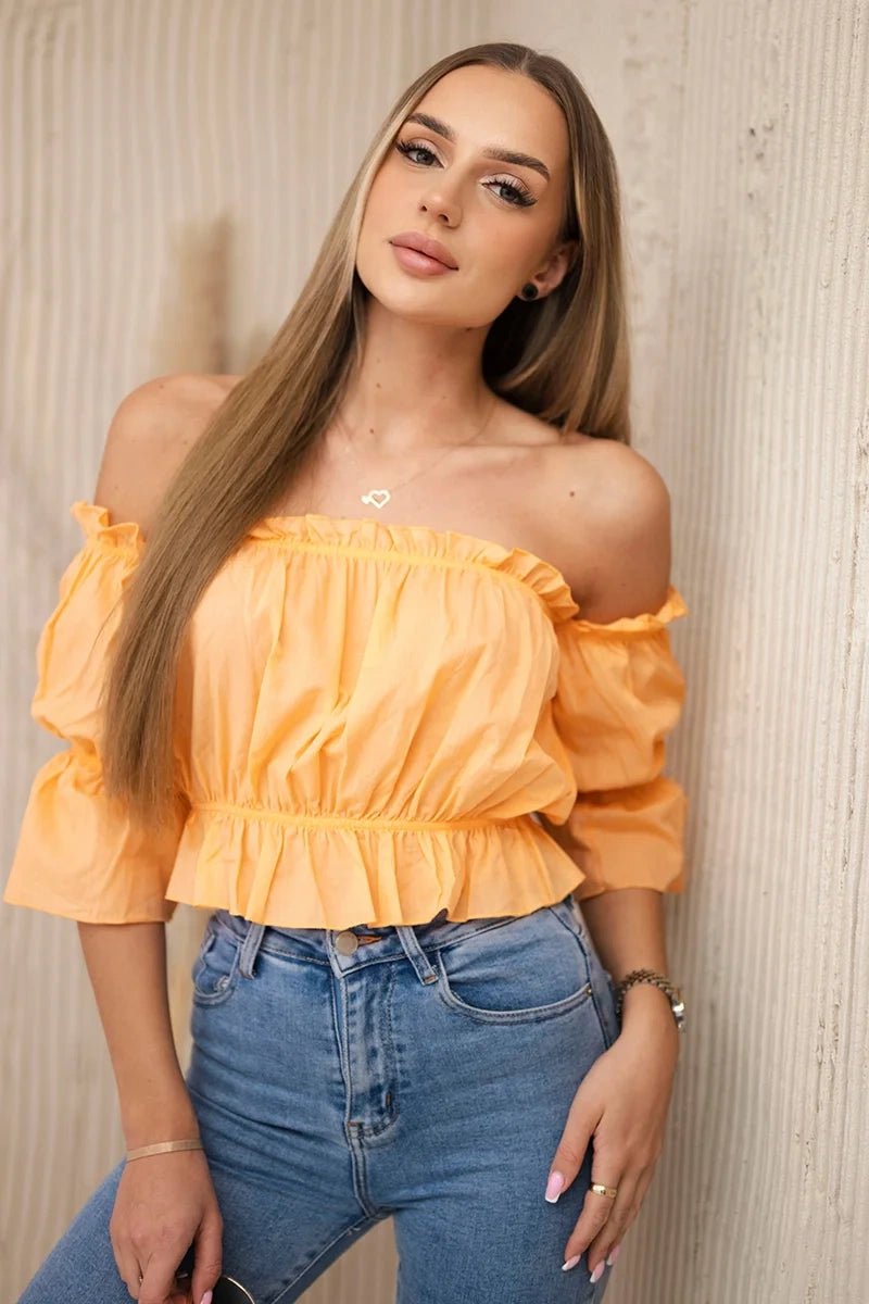 Off - the - shoulder blouse 5435 / – Peachy цвет / color | Lexline Fashion