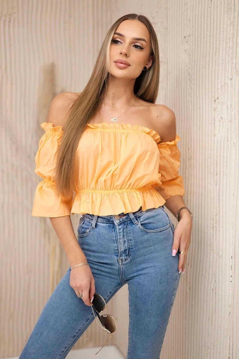 Off - the - shoulder blouse 5435 / – Peachy цвет / color | Lexline Fashion