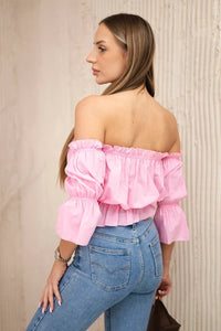 Off - the - shoulder blouse 5435 / – Pink || Light цвет / color | Lexline Fashion